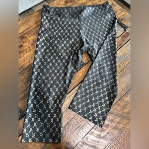Zumba Wear Black and Gold Patterned Leggings Size XL